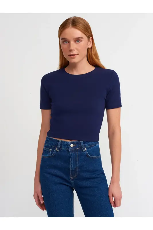 30124 Crop T-shirt-lacivert - Lacivert - 1
