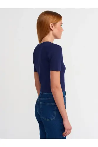 30124 Crop T-shirt-lacivert - Lacivert - 2