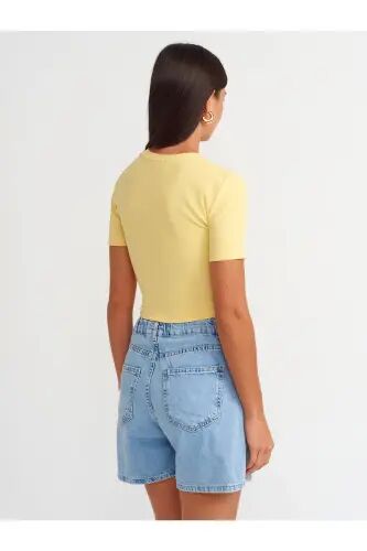30124 Crop T-Shirt-Sarı - Sarı - Dilvin (1)