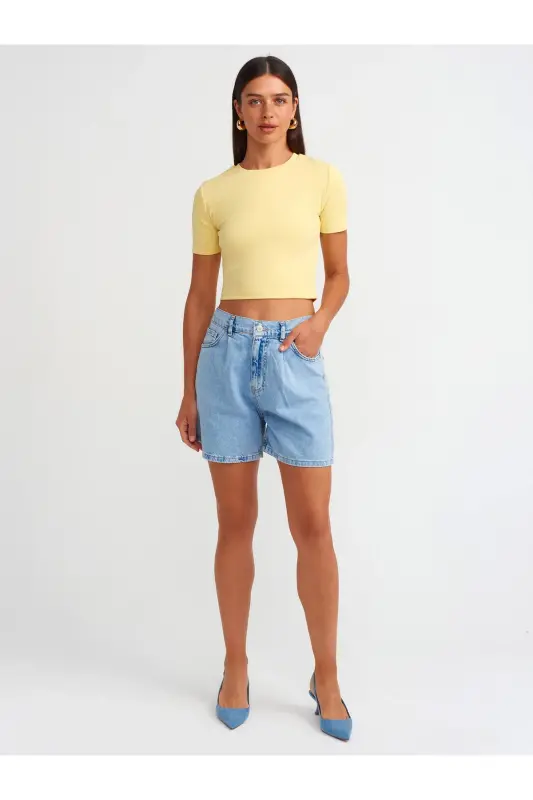 30124 Crop T-Shirt-Sarı - Sarı - 3