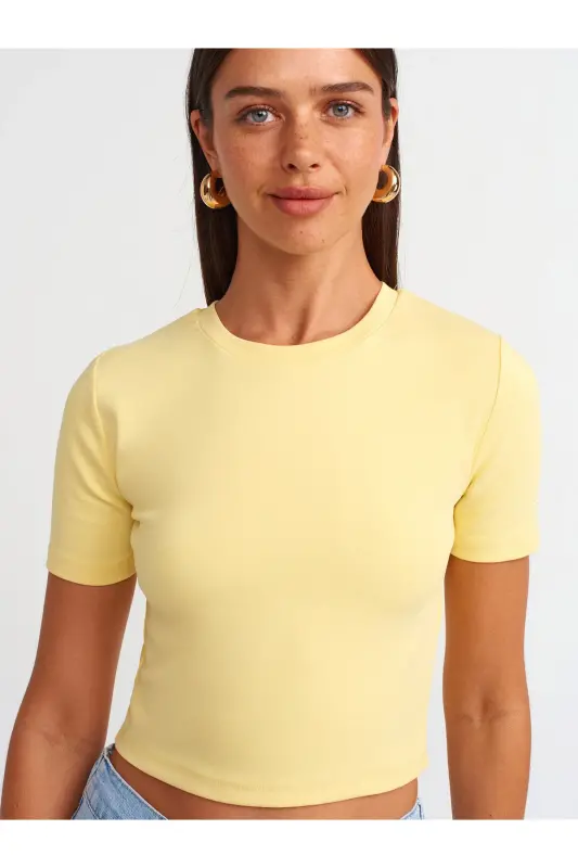 30124 Crop T-Shirt-Sarı - Sarı - 4