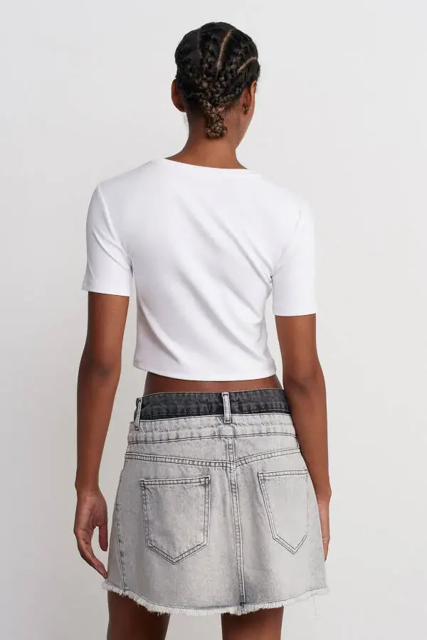 30124 Crop T-shirt - White - 2