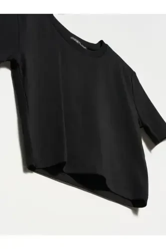 30124 Crop Tshırt-черный-черный - 3