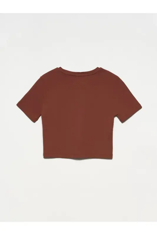 30124 Crop Tshırt-kahve - Kahve - 2