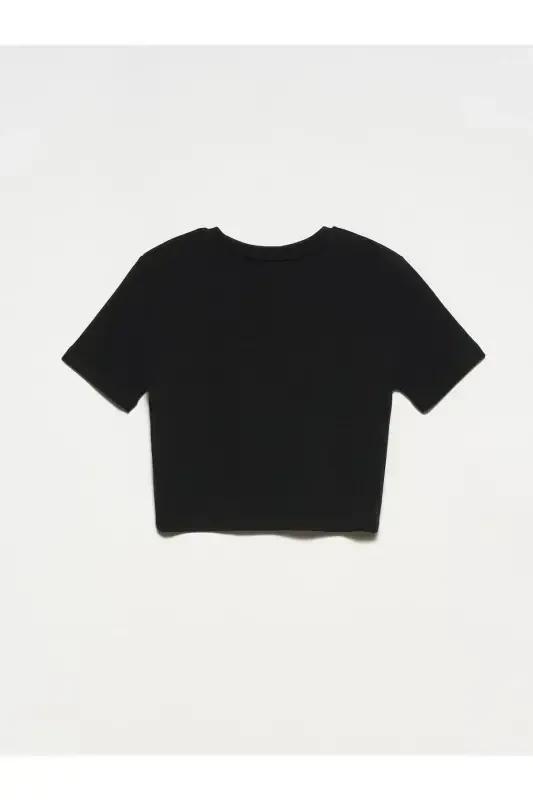 30124 Crop Tshırt-siyah-Siyah - 2