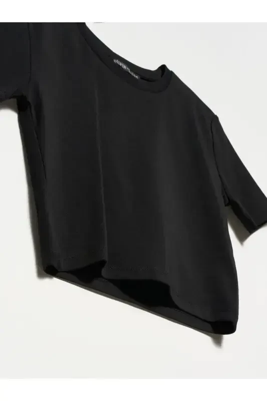 30124 Crop Tshırt-siyah-Siyah - 3