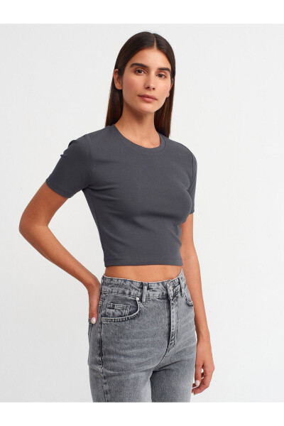 30124 Crop T-shirt-antrasit-Antrasit 