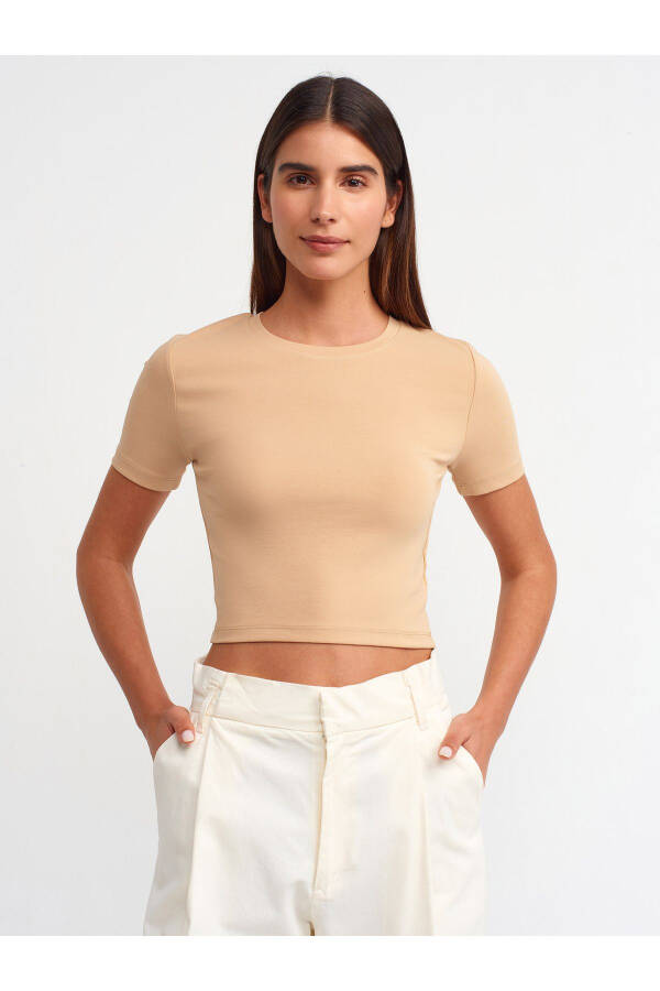 30124 Crop T-shirt-bej - bej - 13