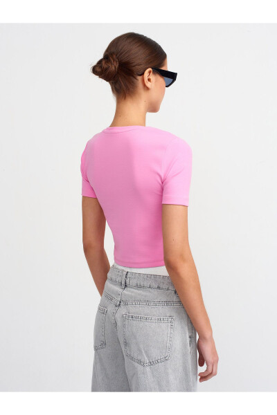 30124 Crop T-shirt-pembe - Pembe - DILVIN (1)
