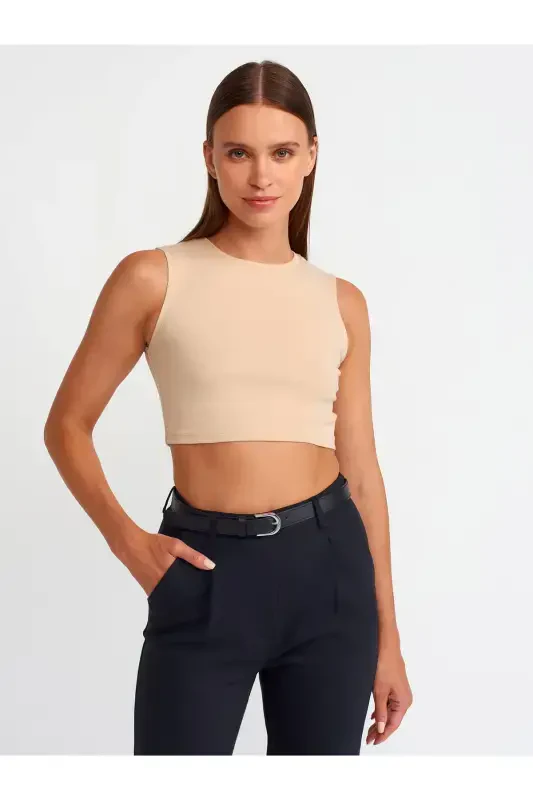 30125 Crop Top-A.Bej-A.Bej - MODAZONE