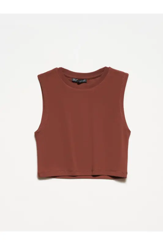 30125 Crop Top-Kahve - Kahve - 2