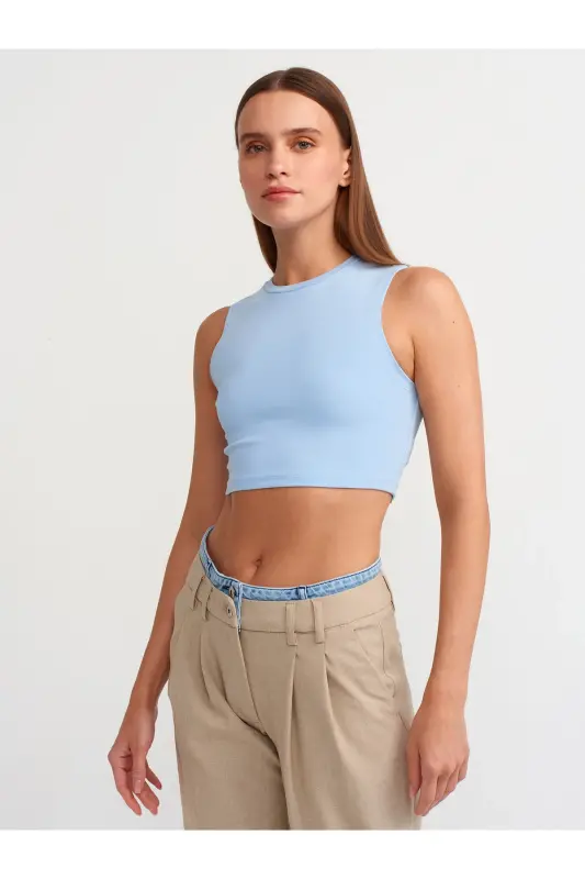 30125 Crop Top-Mavi-Mavi - DILVIN