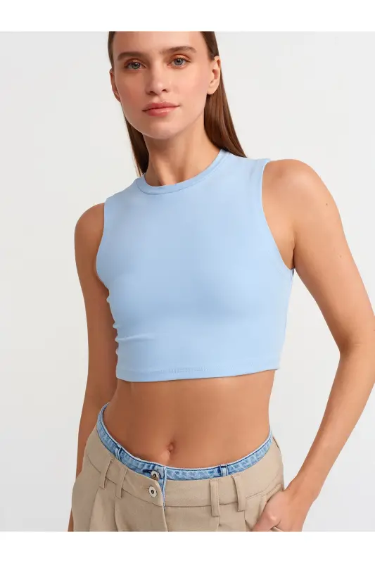 30125 Crop Top-Mavi-Mavi - 4