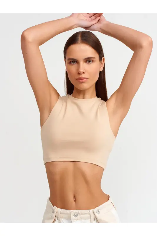 30125 Crop Top-Ochiq Bej-Ochiq Bej - 4