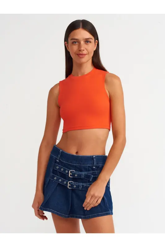30125 Crop Top-Qizil-qizil - 4
