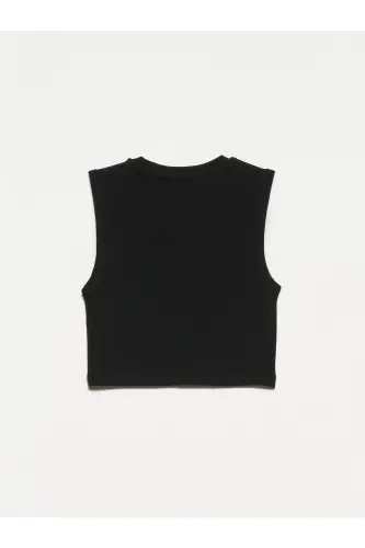 30125 Crop Top - Qora - 4