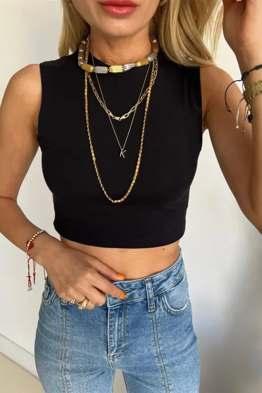 Crop Top - Siyah - 2