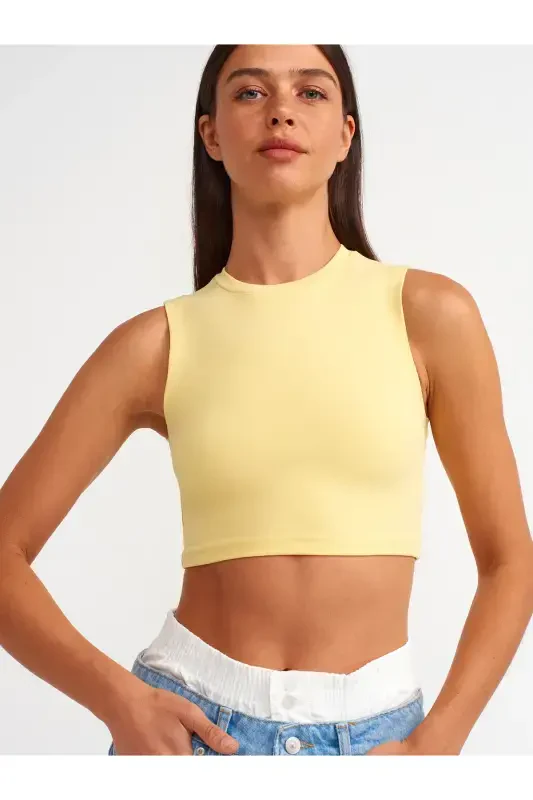 30125 Crop Top-Yellow-Yellow - 1