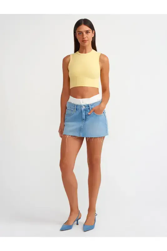 30125 Crop Top-Yellow-Yellow - 3
