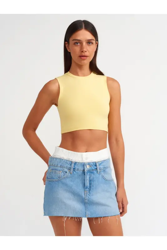 30125 Crop Top-Yellow-Yellow - 4