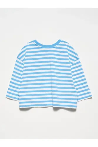 30282 Crop Bicycle Neck T-shirt-Blue-Blue - DILVIN (1)