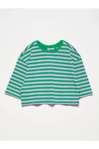 30282 Crop Crew Neck T-Shirt-Green-Green - 1