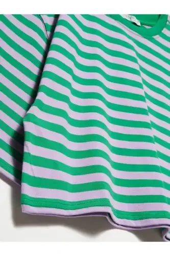 30282 Crop Crew Neck T-Shirt-Green-Green - 3