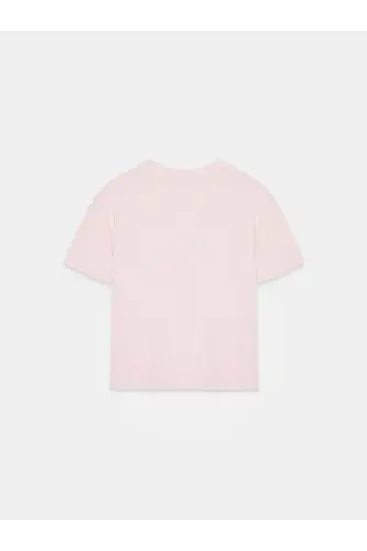 30312 %100 Paxta Yumaloq Yoqa T-Shirt-Pushti - Pushti - 2