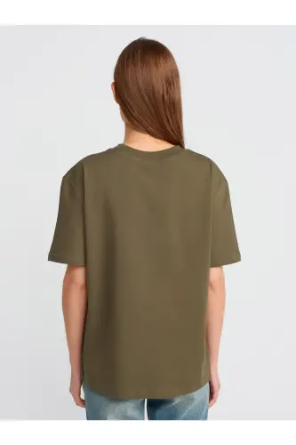 30312 %100 Paxtali Velosiped Yoqa T-Shirt-Xaki - xaki - 9