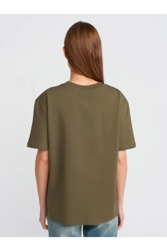 30312 %100 Paxtali Velosiped Yoqa T-Shirt-Xaki - xaki - 9
