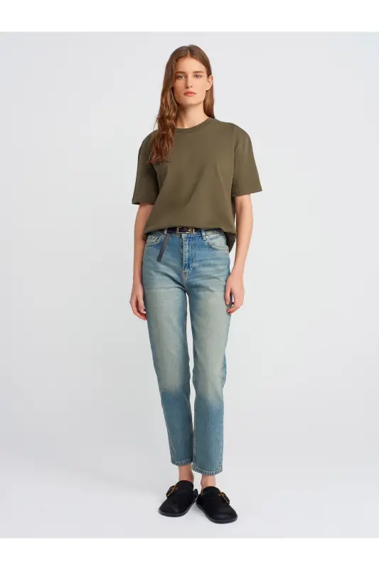 30312 %100 Paxtali Velosiped Yoqa T-Shirt-Xaki - xaki - 10