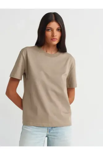 30312 %100 Paxtali Velosiped Yoqa T-Shirt-Xaki - xaki - 2