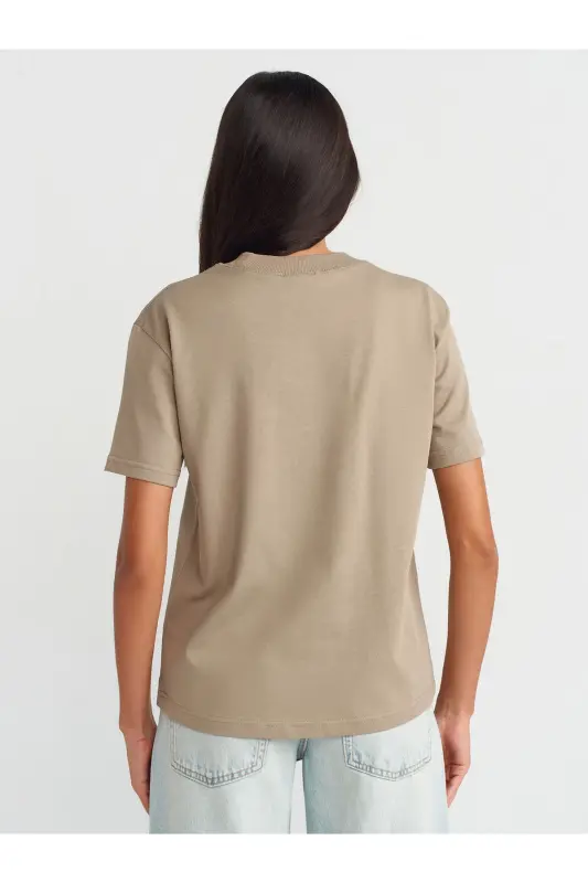 30312 %100 Paxtali Velosiped Yoqa T-Shirt-Xaki - xaki - 3