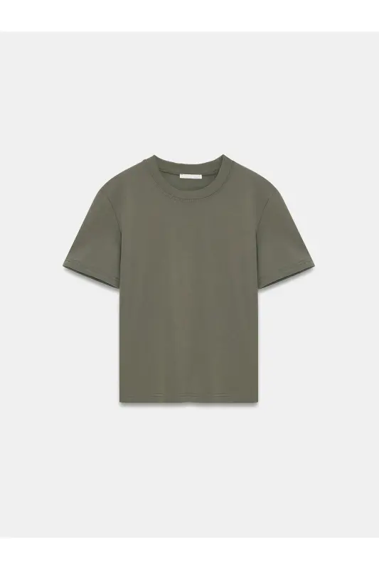 30312 %100 Paxtali Velosiped Yoqa T-Shirt-Xaki - xaki - 6