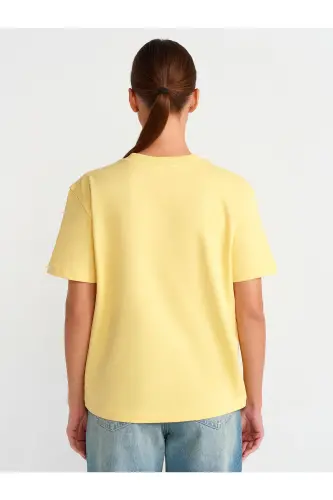30312 Bisiklet Yaka Oversize T-shirt-sarı-Sarı - 3