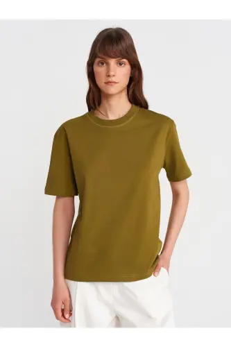 30312 Decorative Stitch Bicycle Collar Tshirt-K.Oil Green-K.Oil Green 