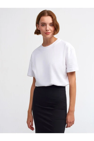 30312 Decorative Stitched Bicycle Collar T-shirt - White - 13