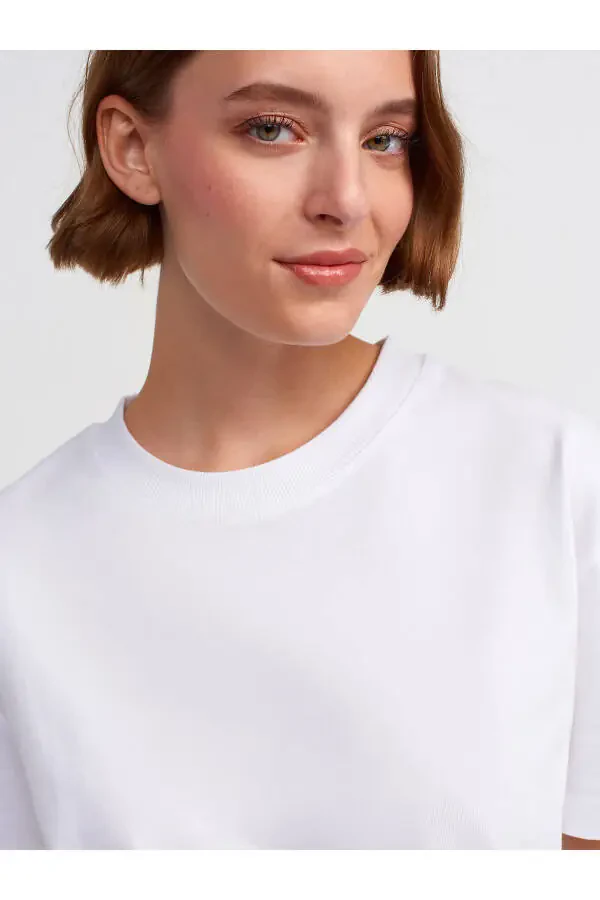 30312 Decorative Stitched Bicycle Collar T-shirt - White - 11