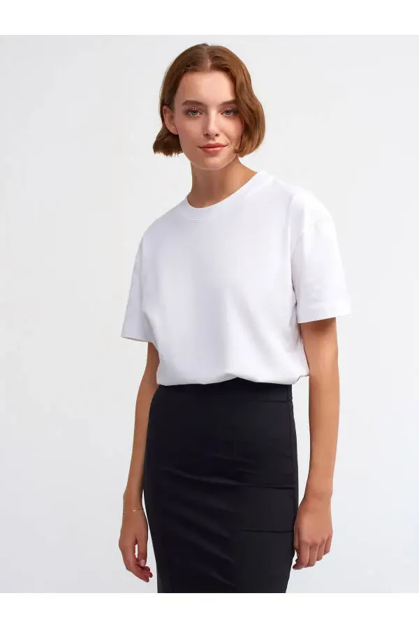 30312 Decorative Stitched Bicycle Collar T-shirt - White - 1