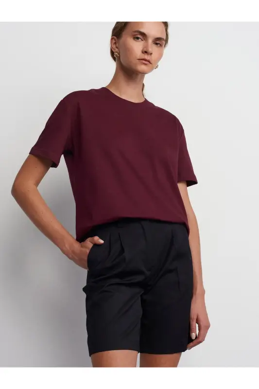 30312 Decorative Stitched Bicycle Collar Tshirt-Burgundy-Burgundy - 4