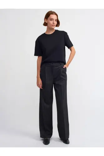 30312 Decorative Stitched Crew Neck T-Shirt - BLACK-BLACK (BLACK) - 3