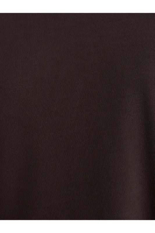 30312 Decorative Stitched Crew Neck T-shirt-Dark Brown-Dark Brown - 6