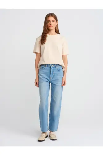 30312 Decorative Stitched Crew Neck T-Shirt-Stone-Stone - 3