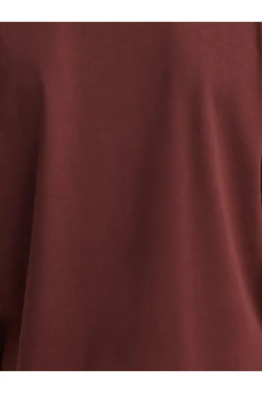 30312 Dekoratif Dikişli Bisiklet Yaka Tshirt-Koyu Bordo - Koyu Bordo - 4