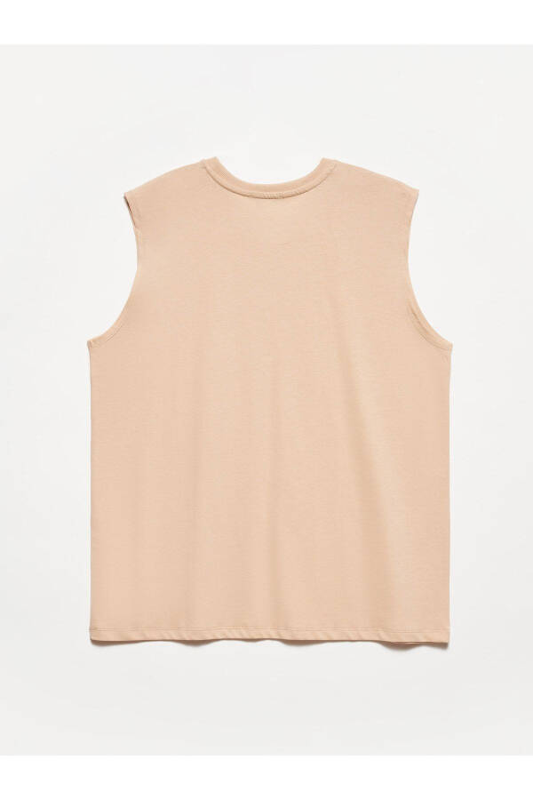 30313 Kolsuz Oversize Uzun Tshirt-Bej - 2