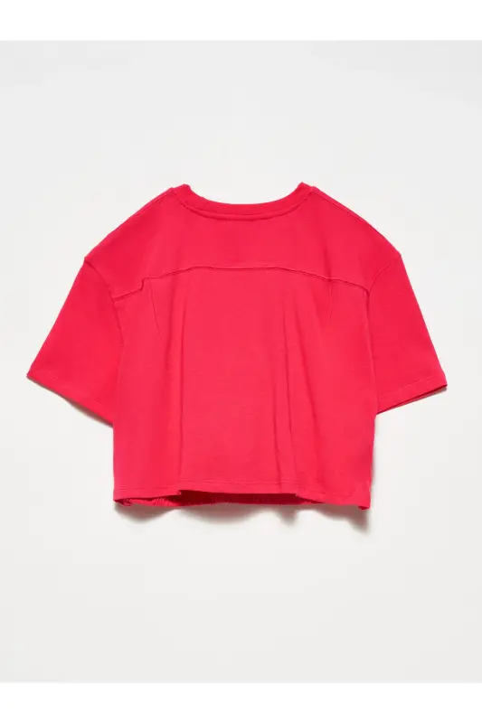 30402 Lastik Detaylı Tshirt-Fuşya-Fuşya - 2