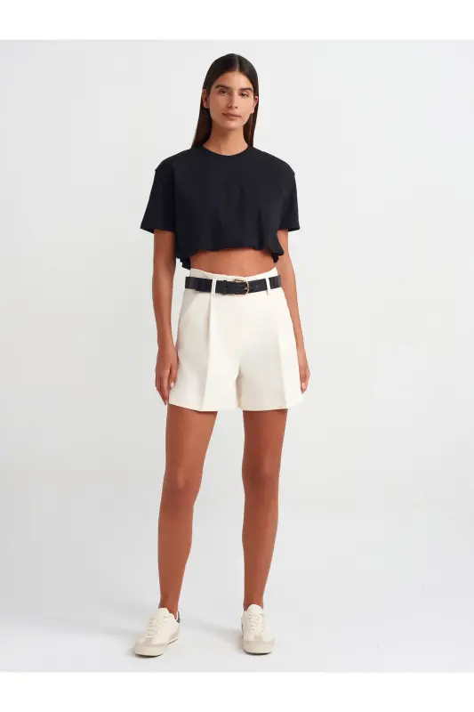 30402 Lastik Detaylı Tshirt-Siyah-siyah - 3