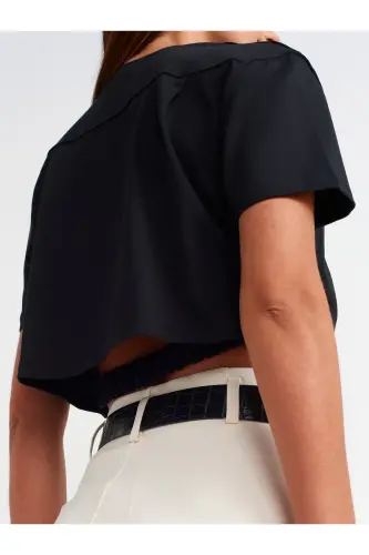 30402 Rubber Detailed T-Shirt - Black - black - 2