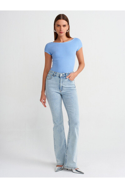 30419 Back Detail Faded Effect T-shirt-Blue - 11