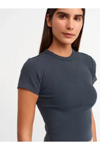 30457 Washed Effect T-shirt - Anthracite - Anthracite - 4